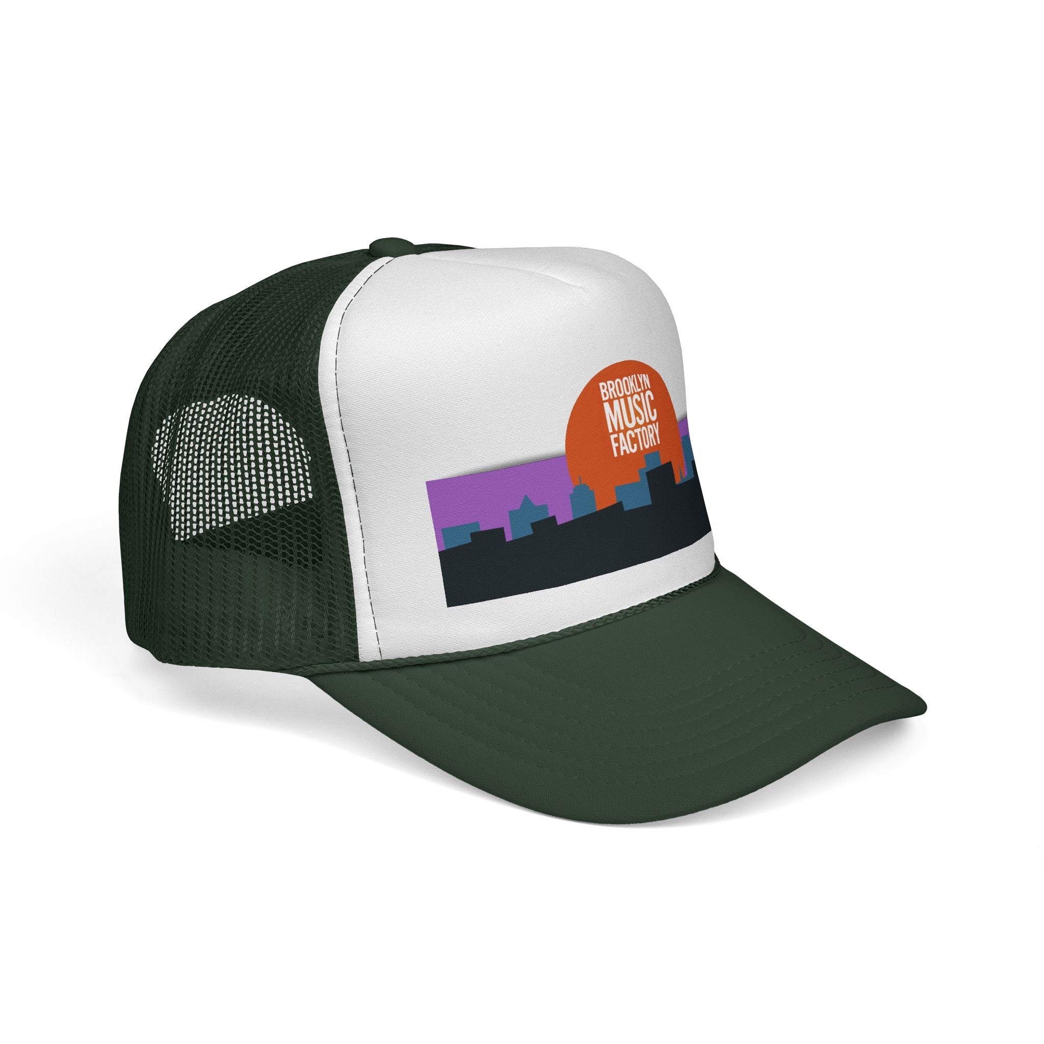 ONLINE ONLY: Brooklyn Music Factory Trucker Hat — Sunset Skyline Cap