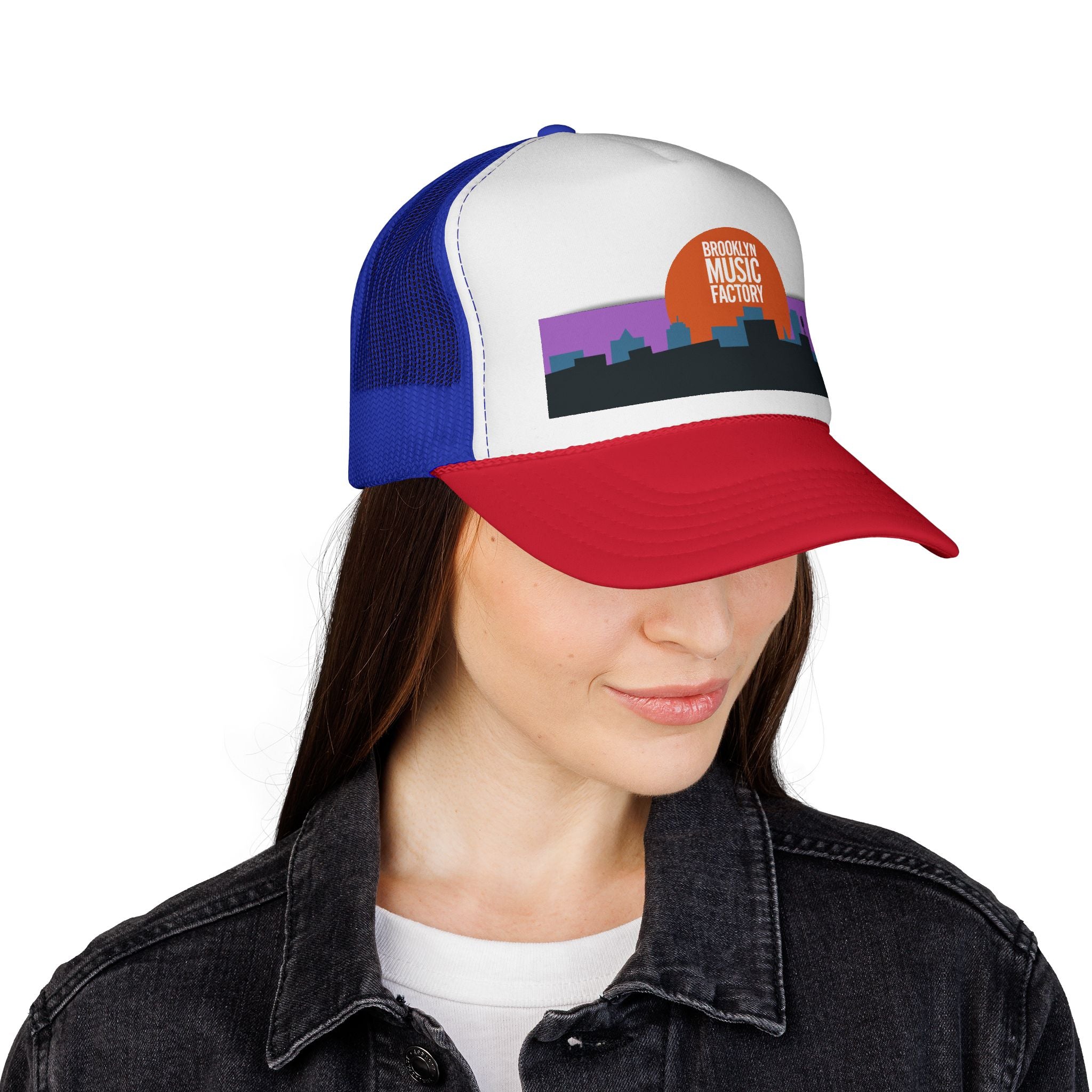 ONLINE ONLY: Brooklyn Music Factory Trucker Hat — Sunset Skyline Cap