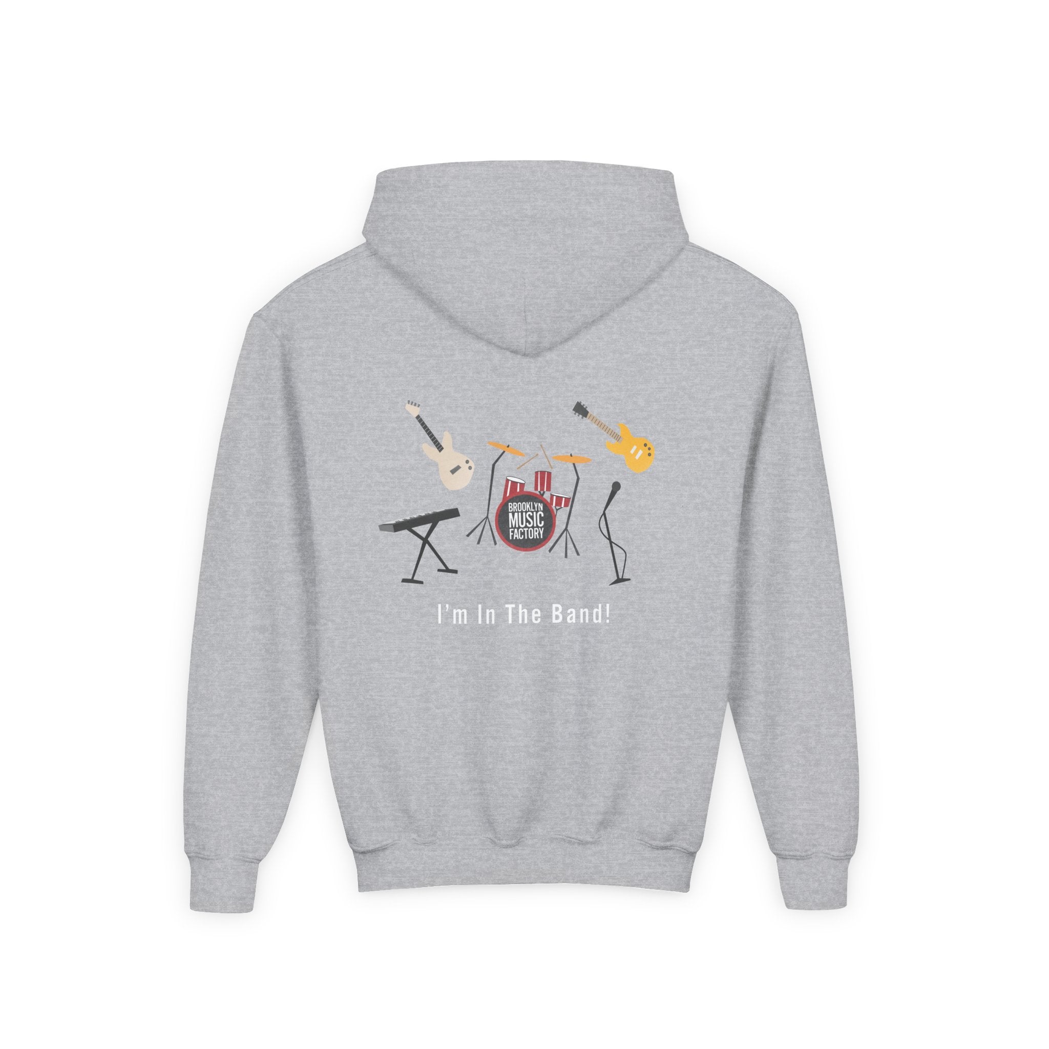 ONLINE ONLY Youth Hoodie — 'Brooklyn Music Factory' Kids Band Graphic Hoodie (I'm In The Band)