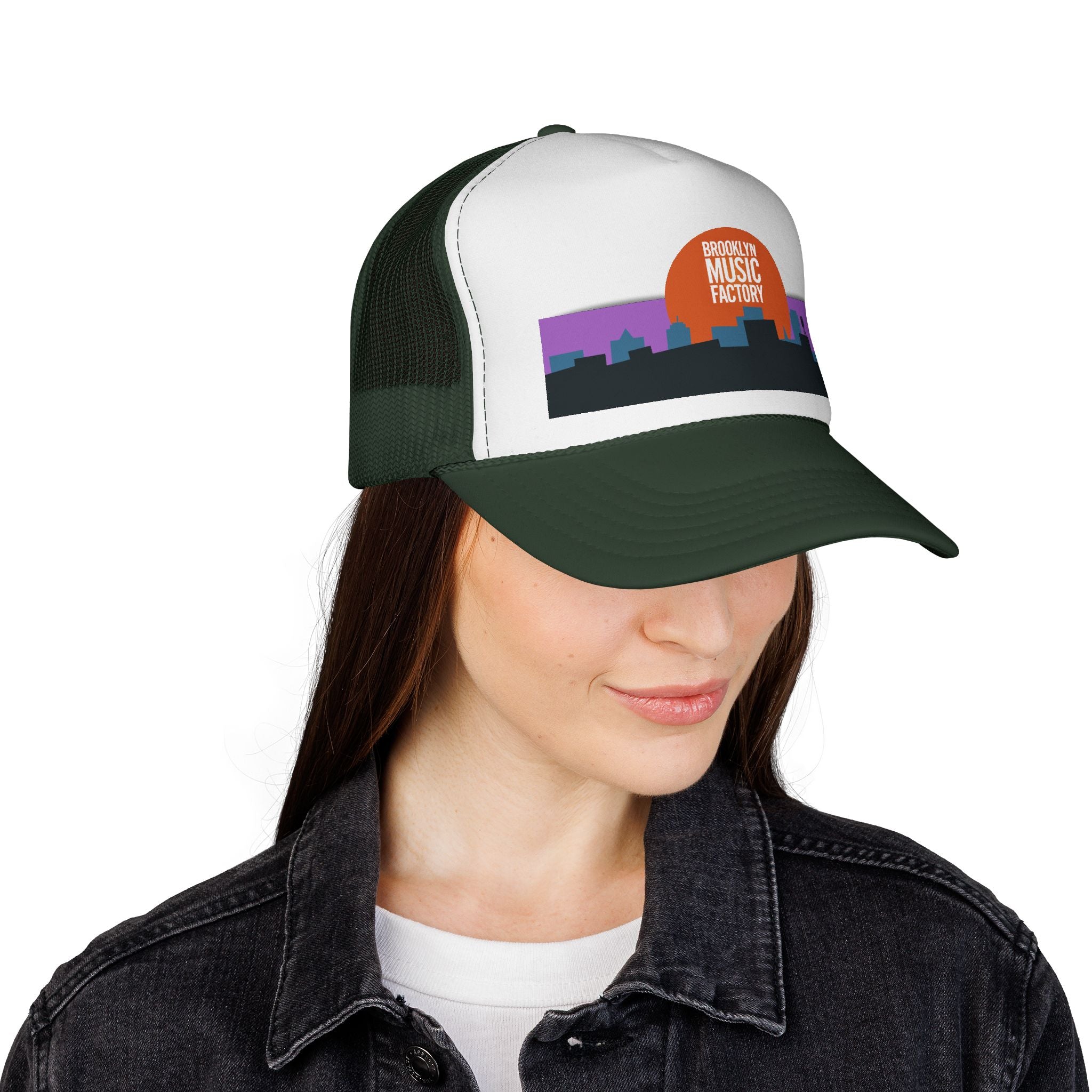 ONLINE ONLY: Brooklyn Music Factory Trucker Hat — Sunset Skyline Cap