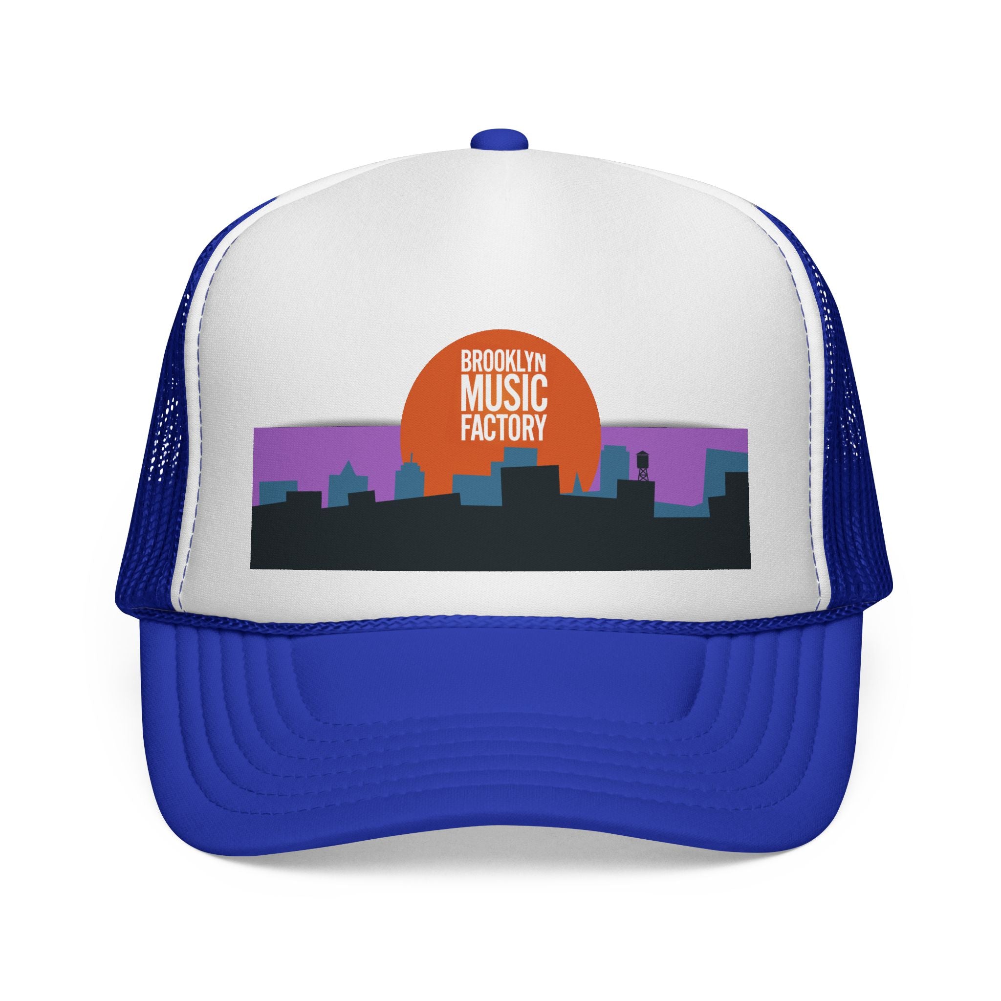 ONLINE ONLY: Brooklyn Music Factory Trucker Hat — Sunset Skyline Cap