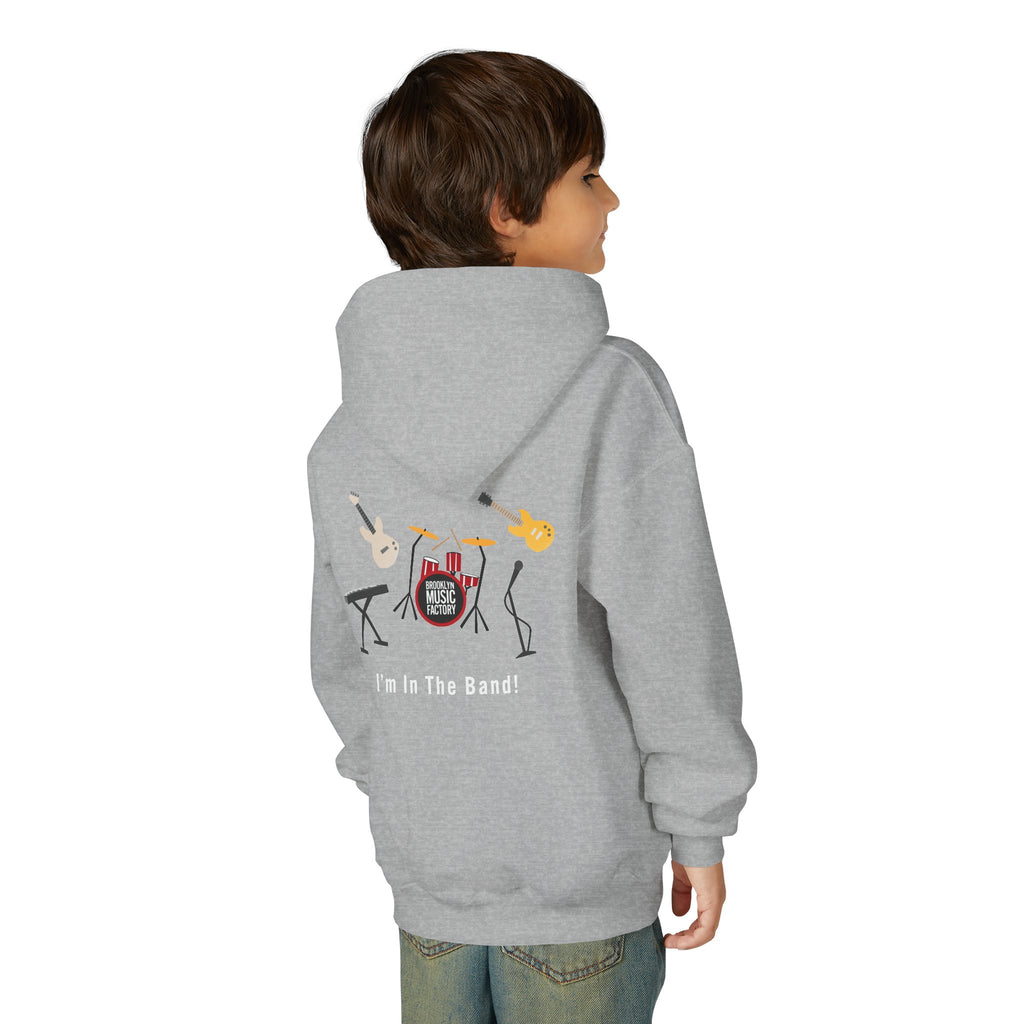 ONLINE ONLY Youth Hoodie — 'Brooklyn Music Factory' Kids Band Graphic Hoodie (I'm In The Band)