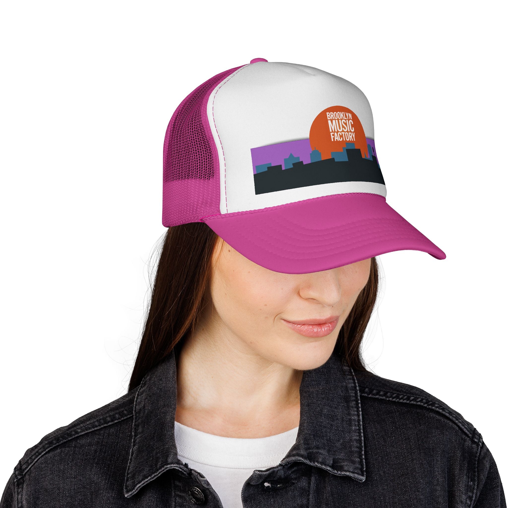 ONLINE ONLY: Brooklyn Music Factory Trucker Hat — Sunset Skyline Cap