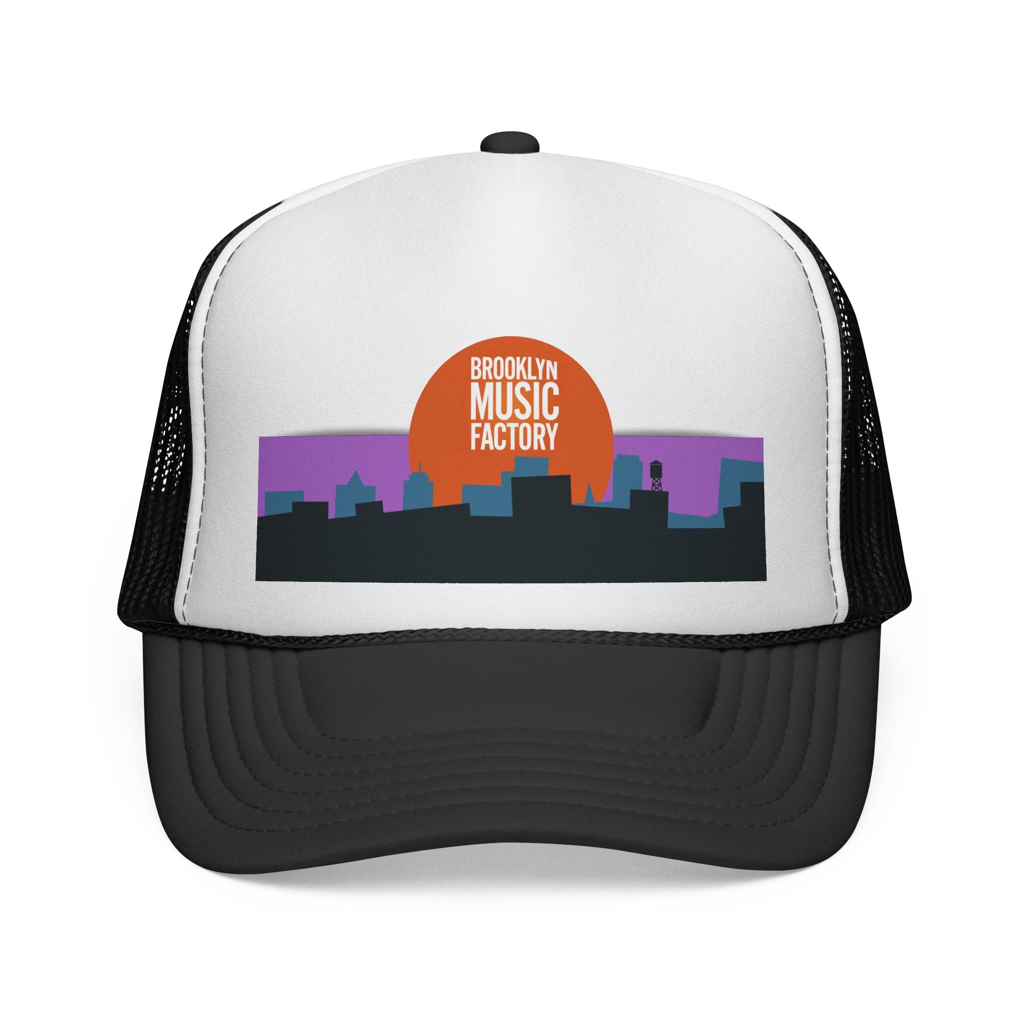 ONLINE ONLY: Brooklyn Music Factory Trucker Hat — Sunset Skyline Cap