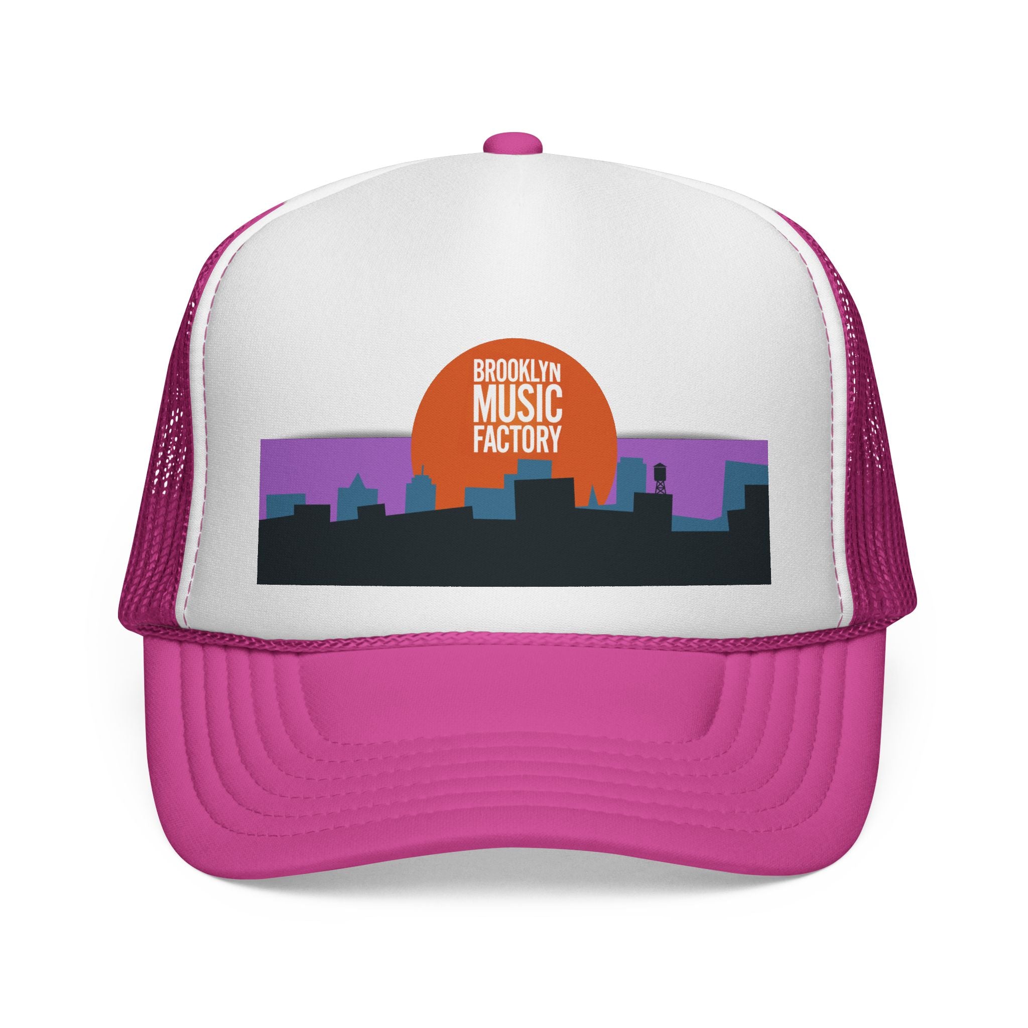 ONLINE ONLY: Brooklyn Music Factory Trucker Hat — Sunset Skyline Cap