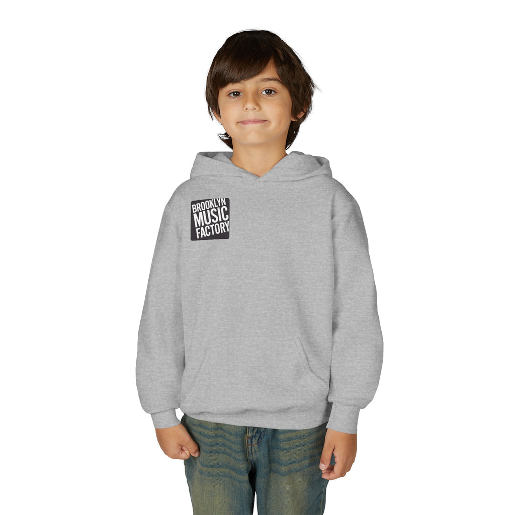 ONLINE ONLY Youth Hoodie — 'Brooklyn Music Factory' Kids Band Graphic Hoodie (I'm In The Band)